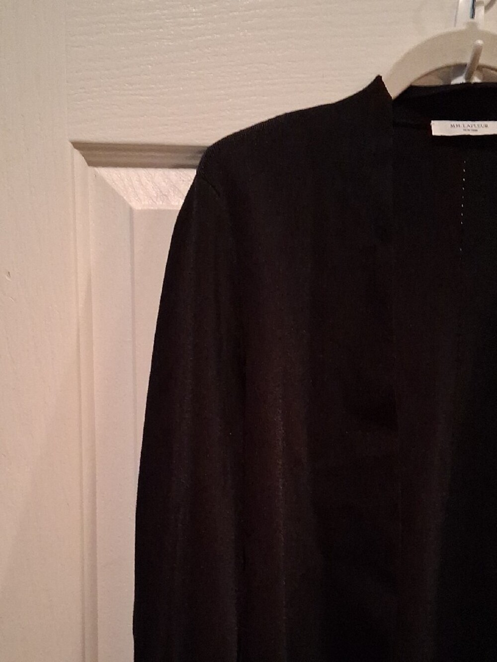 M.M. Lafleur Woolf Black Open-Front Collarless Jardigan - Picture 4 of 11
